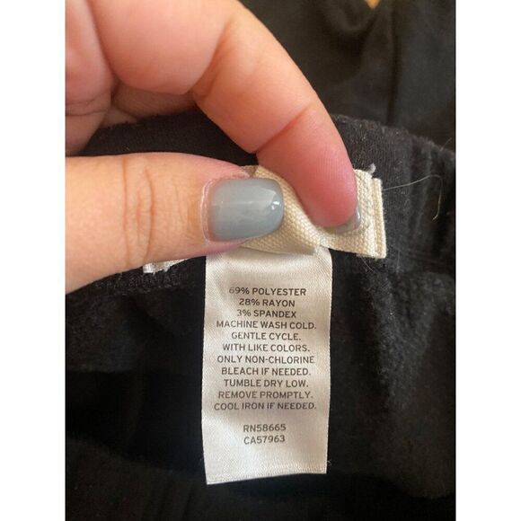 Treasure & Bond women's black fleece elastic waist and ankle pockets pants sz M - Picture 6 of 10